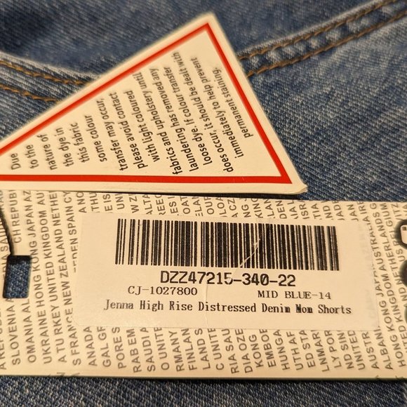 Boohoo Blue Jenna High Rise Distressed Jean Shorts - Picture 6 of 6